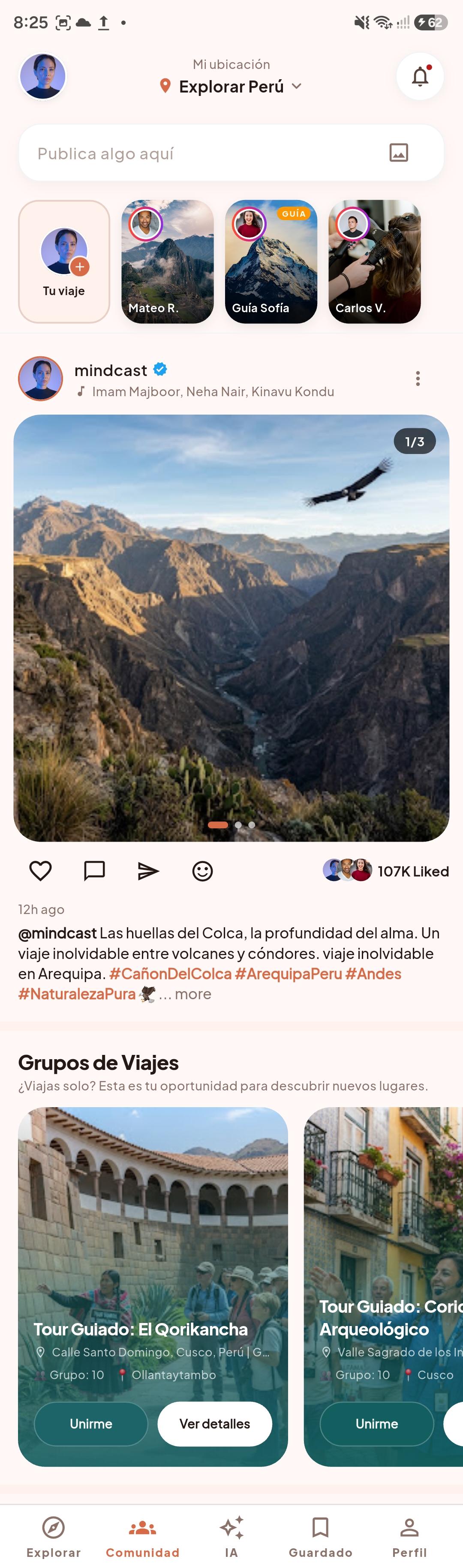 Pantalla real de la comunidad NuriPoint en la app móvil